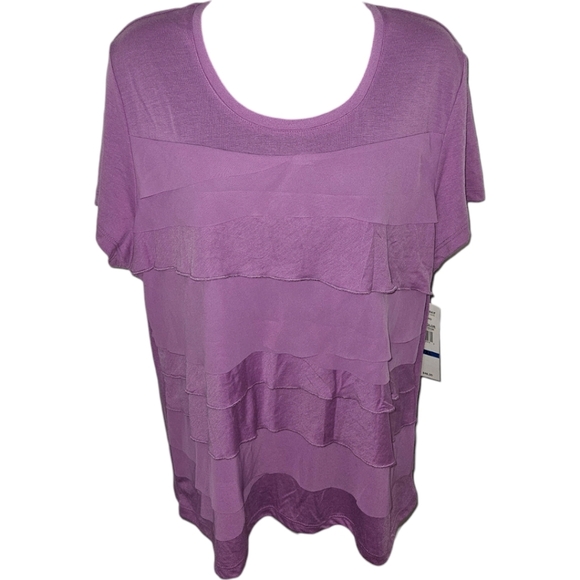 NWT Alfred Dunner Ruffled Short Sleeve Top - Picture 1 of 3